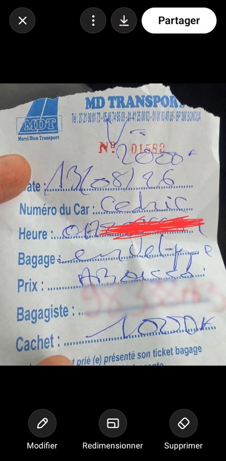 Ticket MD Transport — dépôt d’une enveloppe